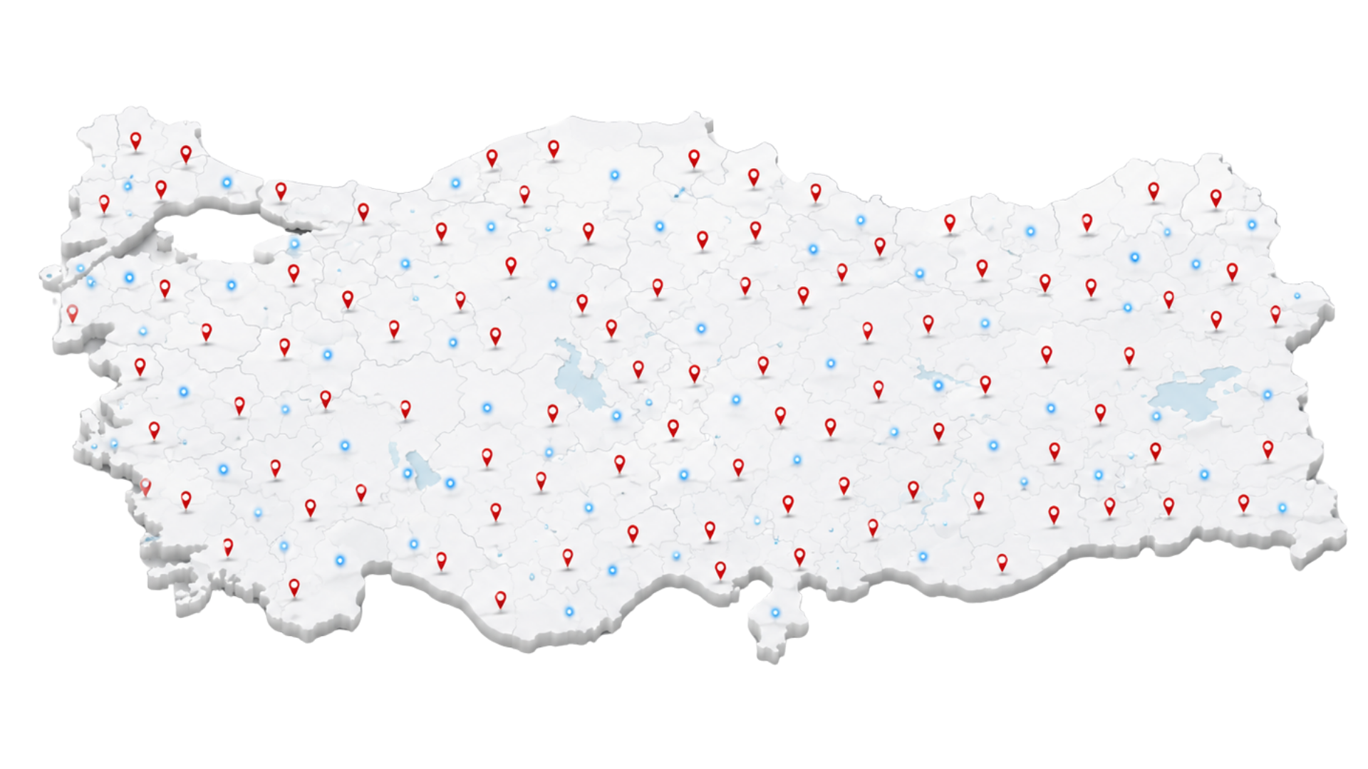 Türkiye genelinde 81 ilde proje bazlı hizmet desteğini gösteren harita