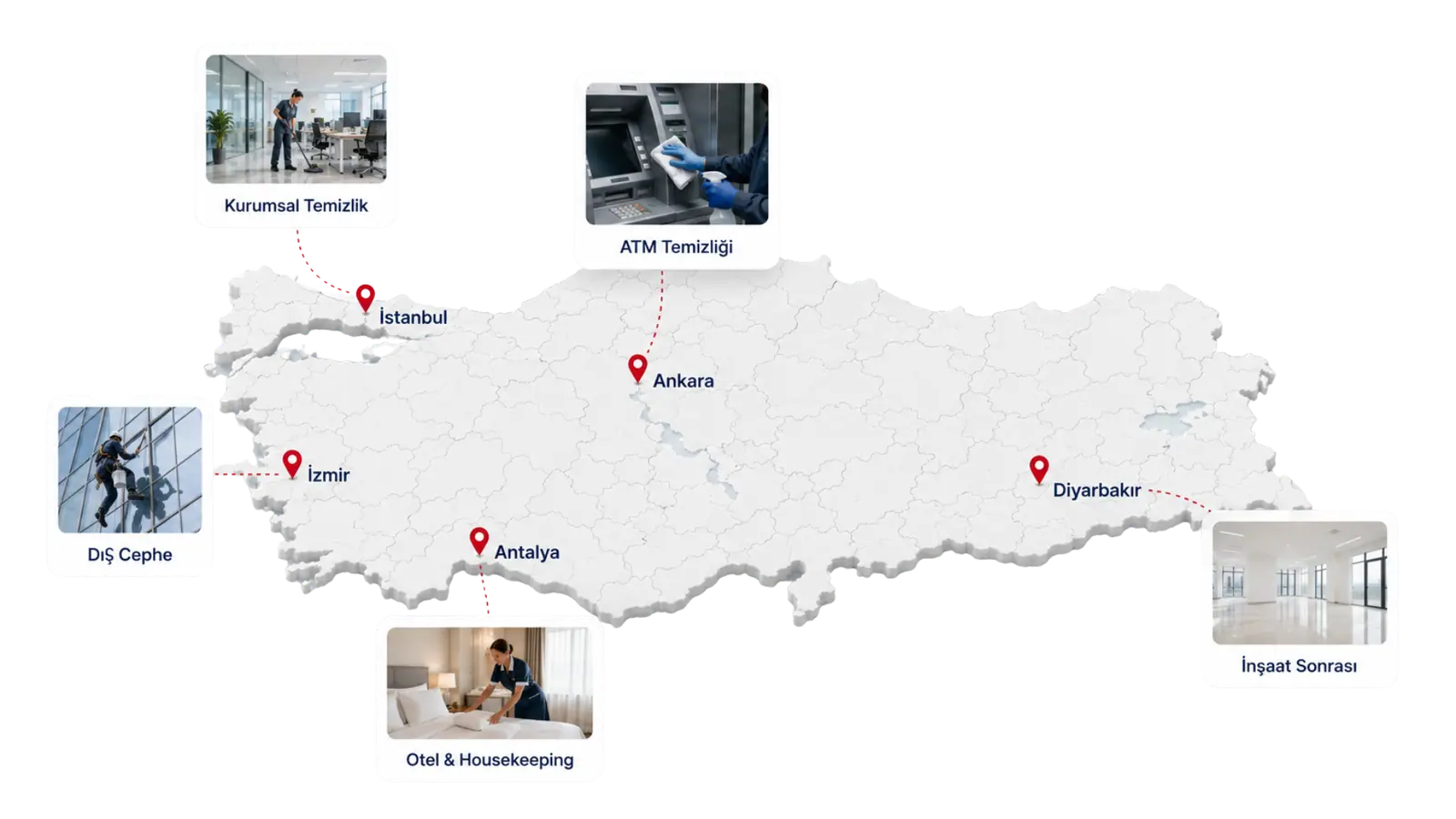 Türkiye genelinde proje bazlı hizmet verilen örnek lokasyonlar